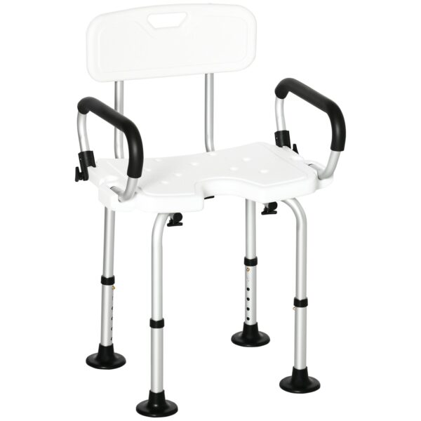 EasyComfort douchestoel met U-vorm, 54x52x70-82 cm, wit
