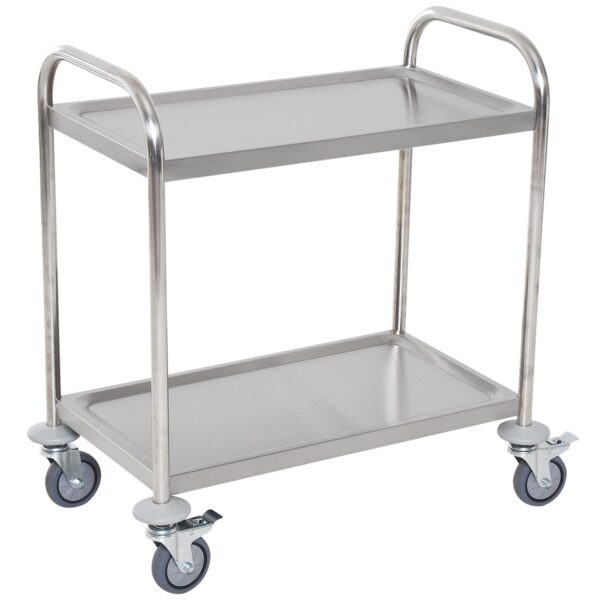 EasyComfort keukentrolley op wielen 2 niveaus roestvrij staal 71x41x81 cm
