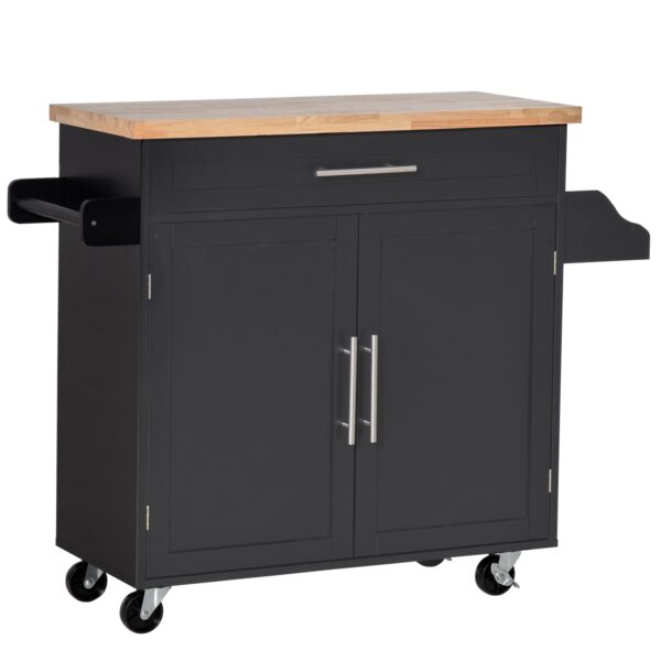 EasyComfort keukentrolley met lade, kruidenrek en kast, 109x40x89 cm, zwart