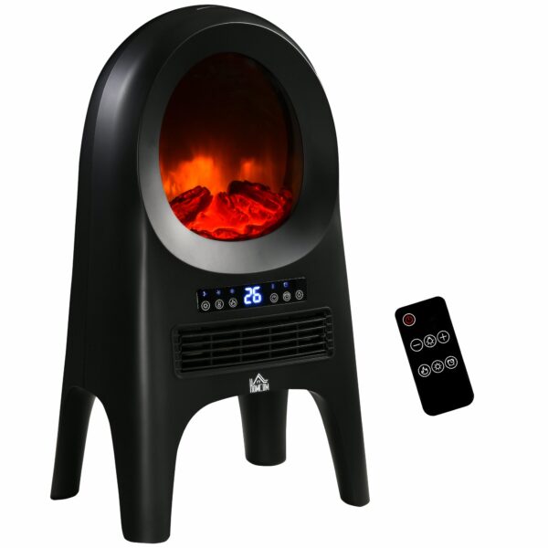 EasyComfort ventilatorkachel 1000/2000 W met vlameffect, zwart