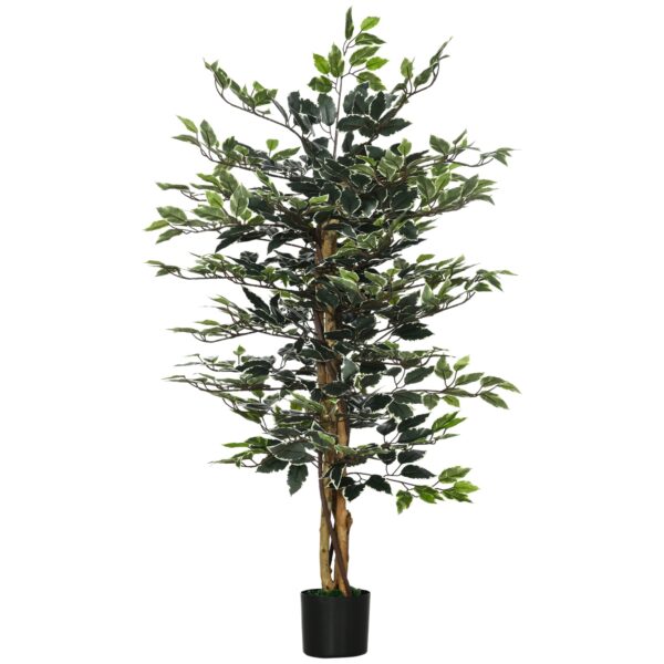 EasyComfort Ficus kunstplant 130 cm — 3 stammen, 702 bladeren, pot Ø15x 12.5 cm