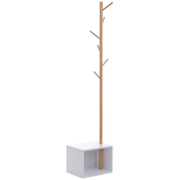 EasyComfort kapstok met bank en schoenenkubus, 6 haken, 40x30x180cm, wit