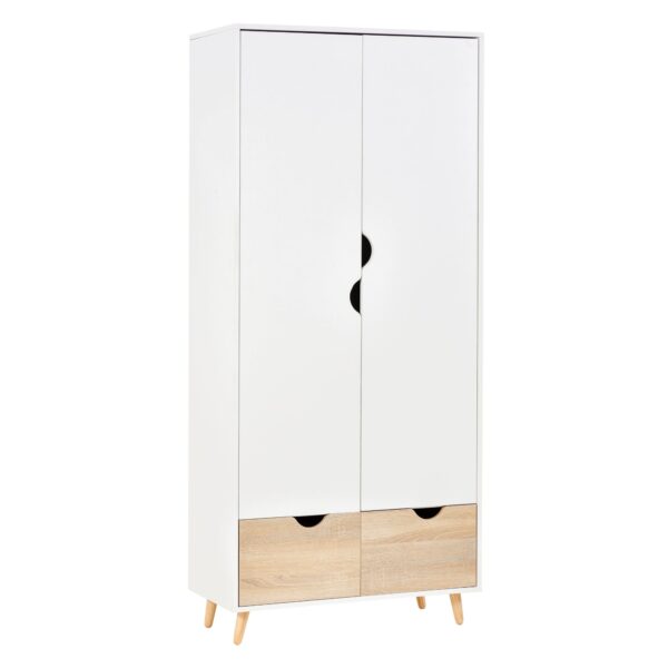 EasyComfort kledingkast 2 deuren, 2 lades wit/hout 80x40x180 cm