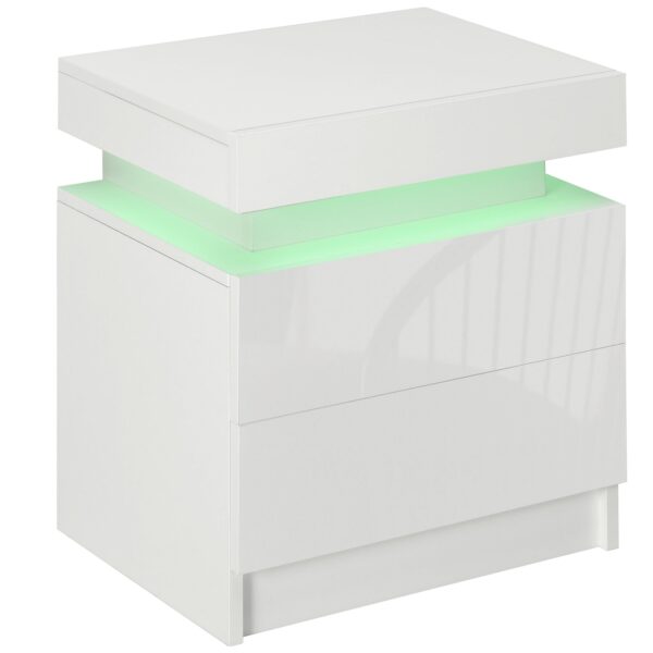 EasyComfort nachtkastje met LED RGB en 2 lades 45x35x52 cm wit