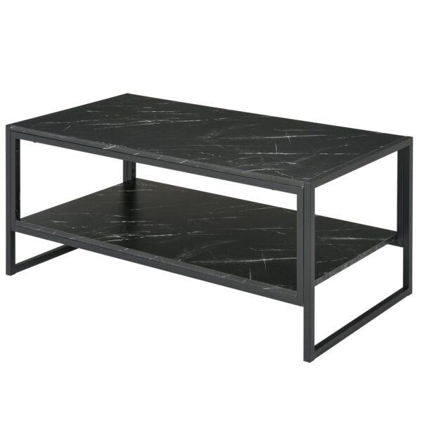 EasyComfort Salontafel met onderblad, marmerlook (zwart)
