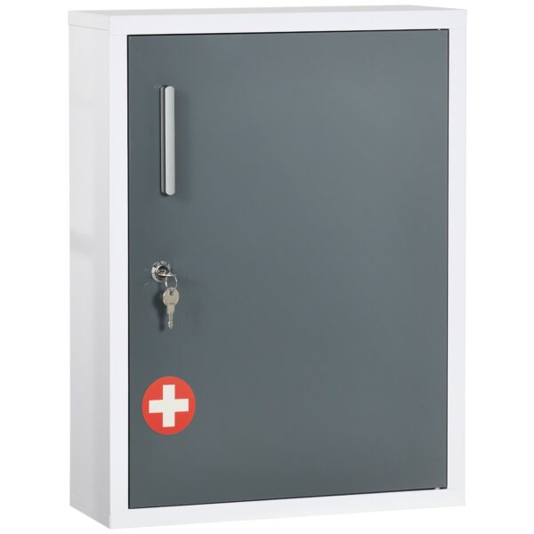 EasyComfort medicijnkast met 3 legborden en slot 40×15×53.5 cm wit/grijs