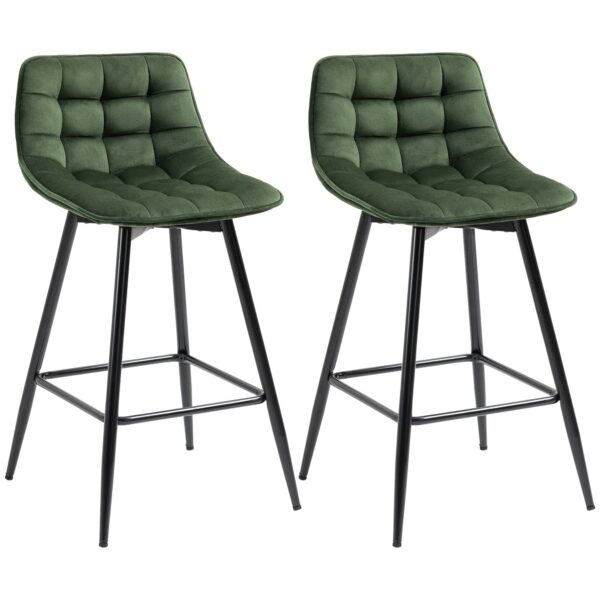 EasyComfort set van 2 barkrukken met rugleuning en voetensteun - groen