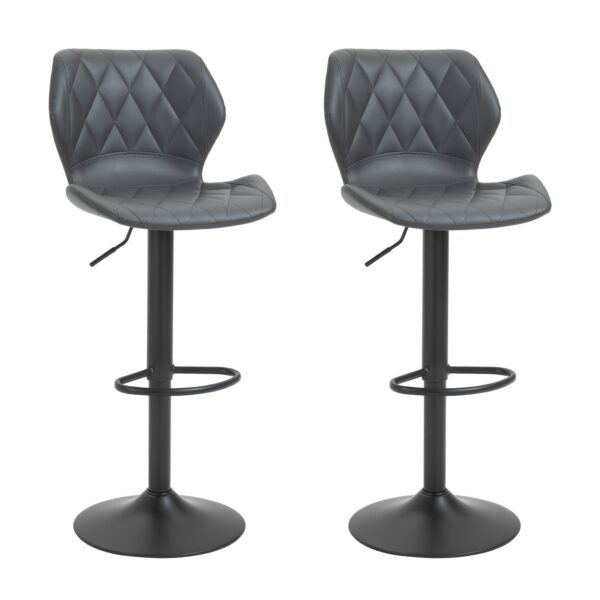 EasyComfort set van 2 barstoelen – kunstleer, verstelbaar, grijs