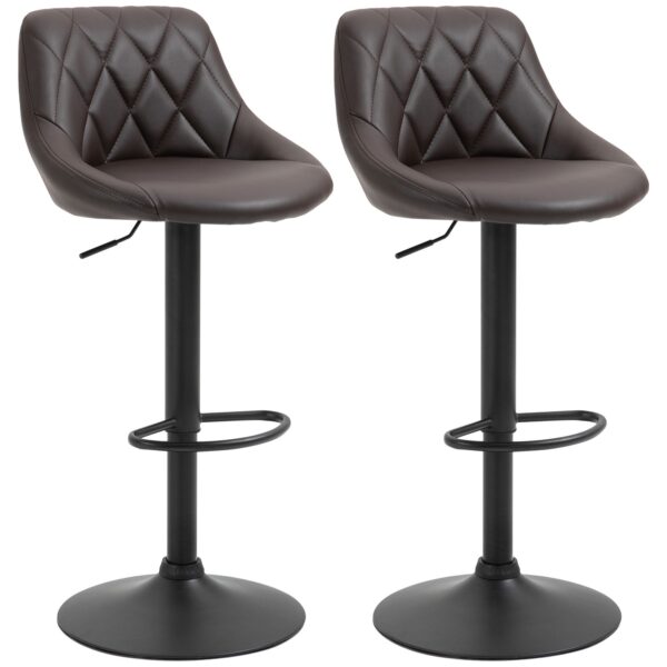 EasyComfort set van 2 barkrukken – verstelbaar – kunstleer – bruin/zwart