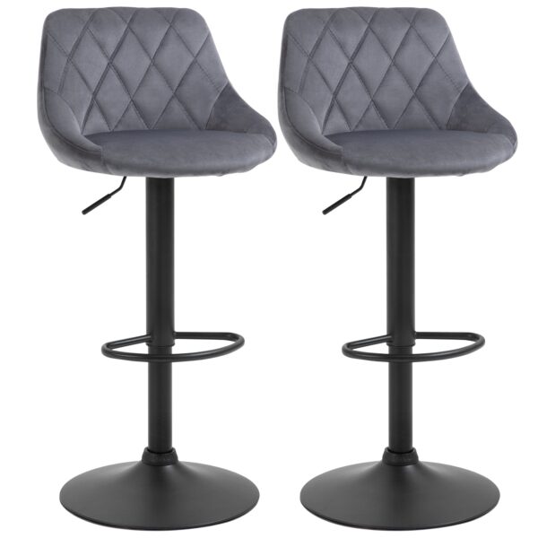 EasyComfort barkrukken set van 2 met rugleuning en voetsteun, verstelbaar