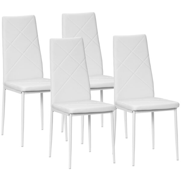 EasyComfort set van 4 eetkamerstoelen met hoge rugleuning – wit
