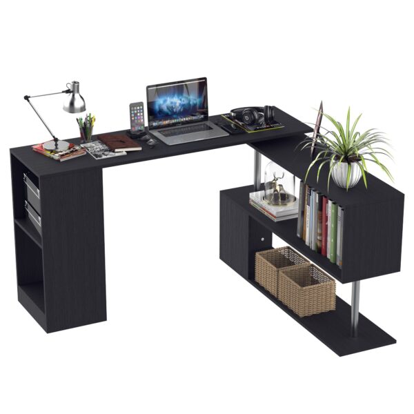 EasyComfort hoekbureau 360° draaibaar 140x120x78 cm - zwart