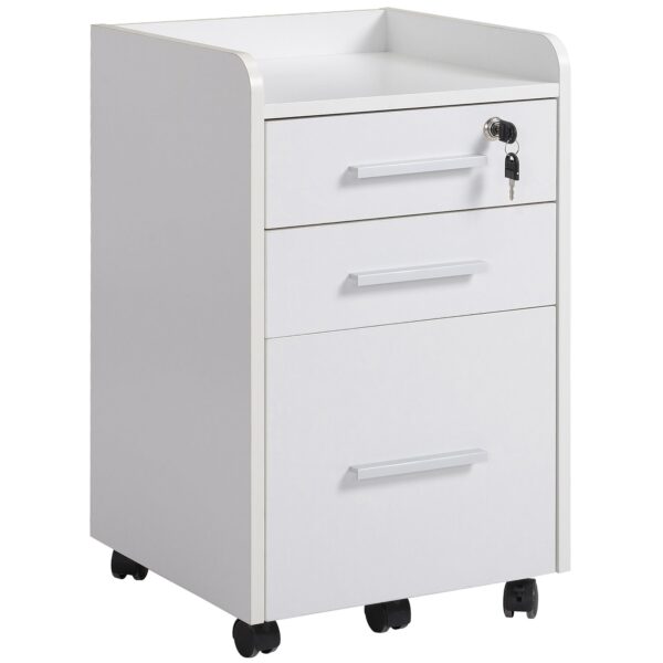 EasyComfort ladeblok op wielen, 3 lades met sleutels – wit 39.2 x 40 x 65.4 cm
