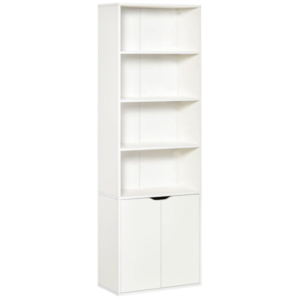 EasyComfort boekenkast met 4 schappen en 2-deurs kast 59x29x180 cm wit