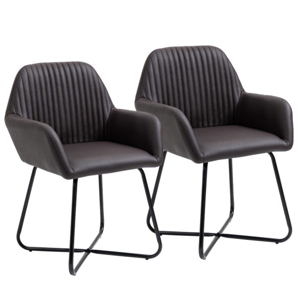 EasyComfort set van 2 eetkamerstoelen bruin kunstleer 60x56.5x85 cm