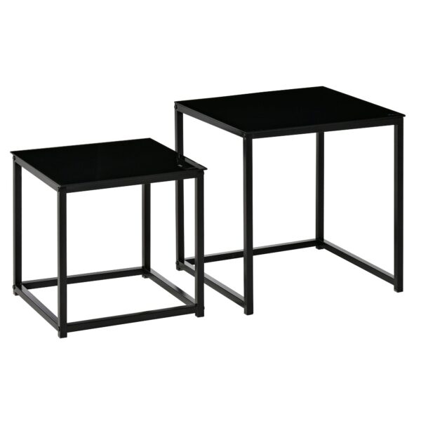 EasyComfort Set van 2 salontafels vierkant zwart