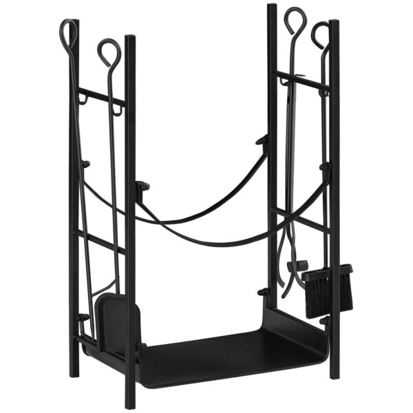 EasyComfort houtopslagrek binnen/buiten 70 kg met accessoires - zwart