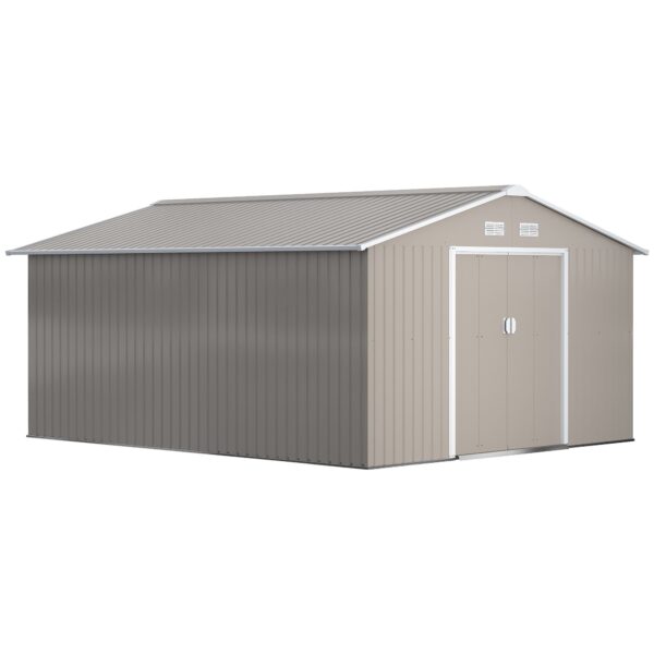 Easycomfort stalen tuinhuis met schuifdeuren 340x386x200 cm - grijs
