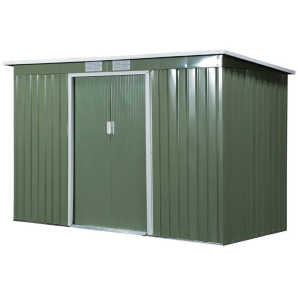 EasyComfort Gereedschapsschuur staal met schuifdeuren 280x130x172 cm - lichtgroen