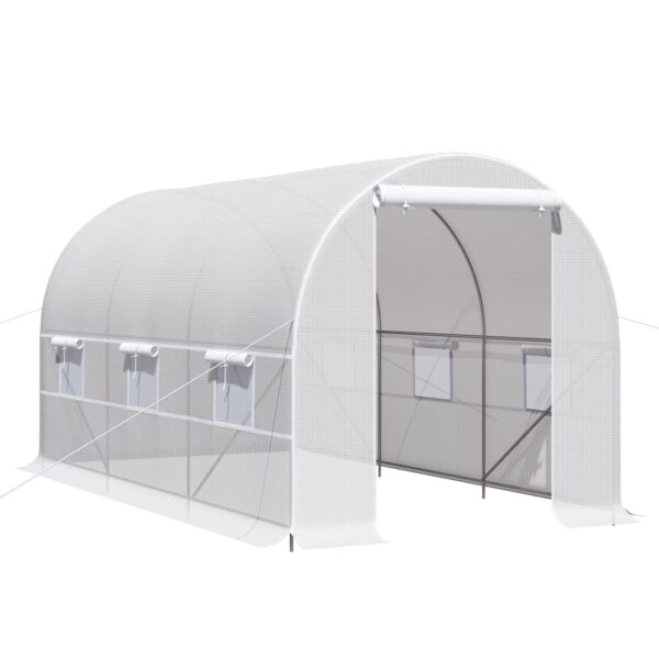 EasyComfort 4x2x2m tunnelserre met stalen frame en witte polyethyleen hoes