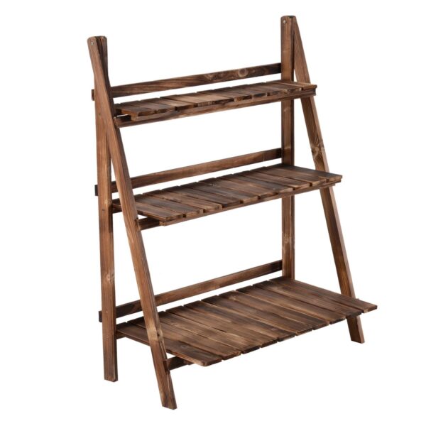 EasyComfort opvouwbaar plantenrek van vurenhout – 3 niveaus – 80×37×93 cm