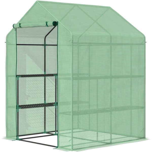 EasyComfort Tuinserre met schappen, 143x138x190 cm, groen