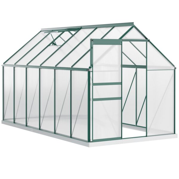 EASYCOMFORT Tuinserre polycarbonaat 190x375x199cm, schuifdeur en ventilatieraam