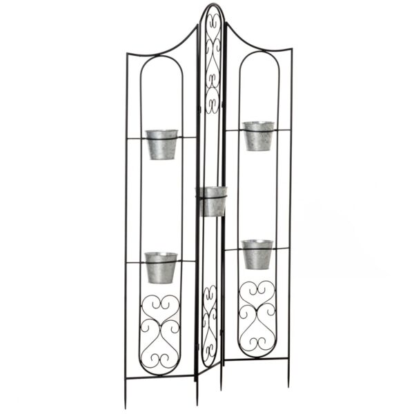 EASYCOMFORT plantenhouder met 5 metalen potten 82x12.5x150 cm, zwart