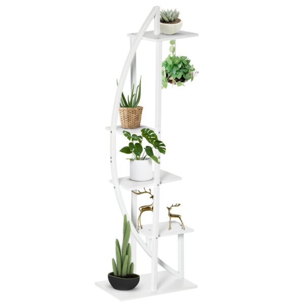 EasyComfort Crescent-Moon plantenrek 5 planken 50x30x160 cm wit