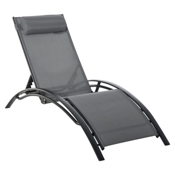 EasyComfort Garden ligstoel aluminium, 5-standen met afneembaar kussen
