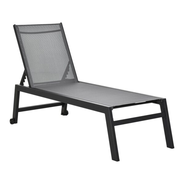 EasyComfort Ligstoel aluminium met textileen, verstelbare rugleuning, 169x65x102 cm