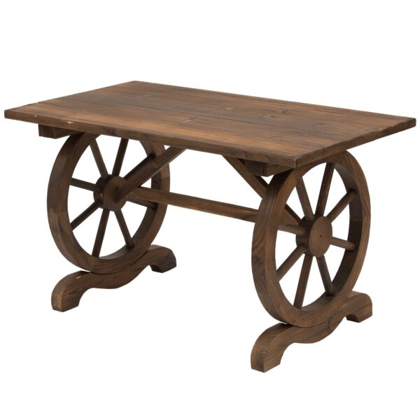 EasyComfort Country Style Tuintafel met wielpoten, vurenhout 113x60x65 cm