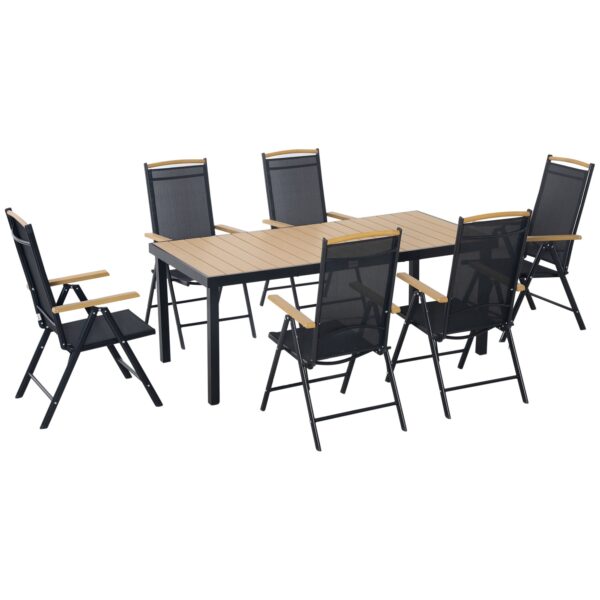 EasyComfort 7-delige tuinset (tafel + 6 stoelen) - zwart