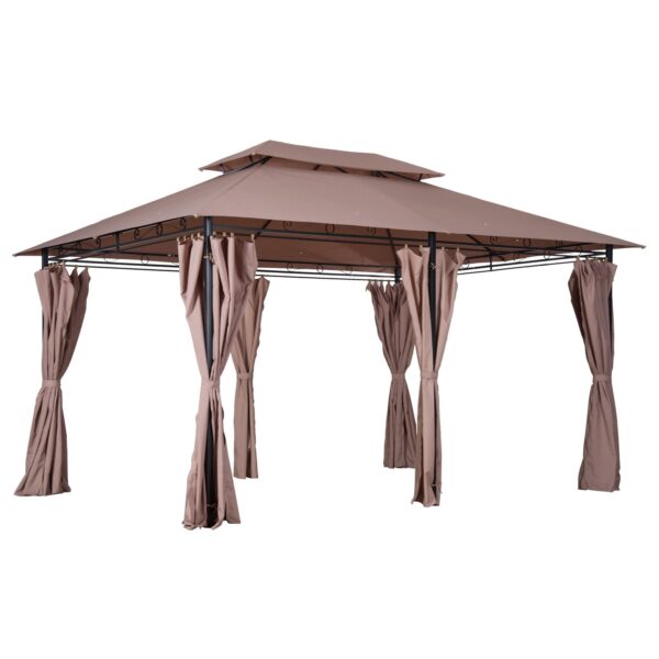 EASYCOMFORT stalen gazebo met dubbel dak en waterdichte zijwanden 4 x 3 m