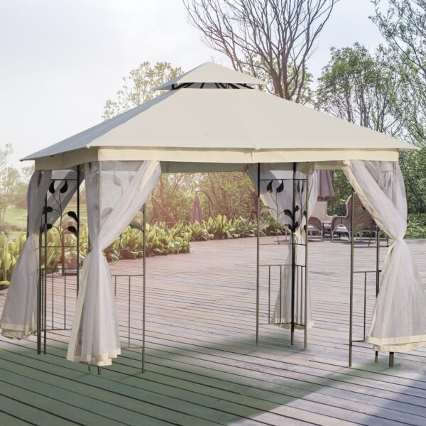 EasyComfort Garden Gazebo 3x3 m - met klamboe en dubbele kap