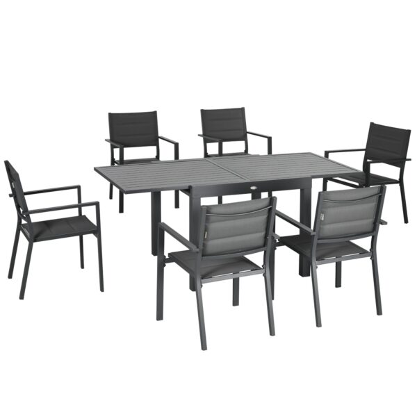 EasyComfort Tuinset 7-delig – uitschuifbare aluminium tafel 90–180 cm