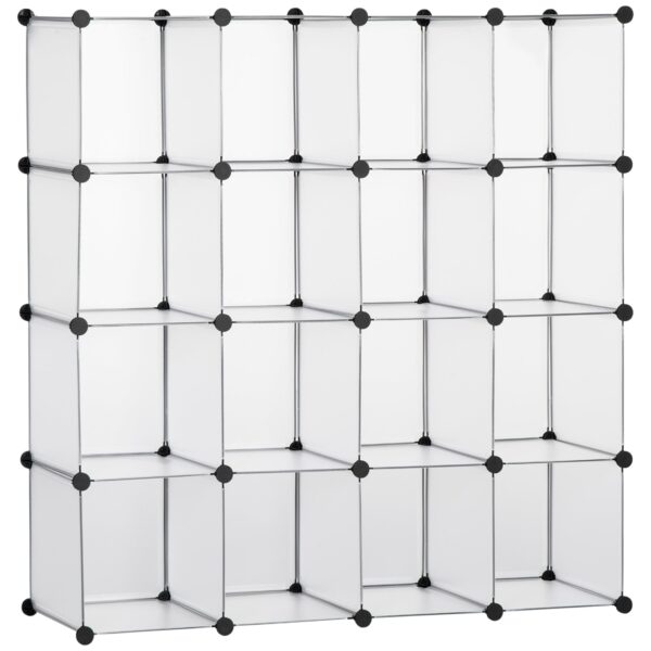 EasyComfort modulaire schoenenkast 16 kubussen 125x32x125 cm transparant
