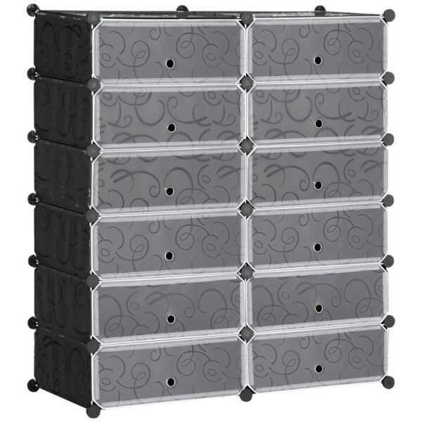 EasyComfort modulaire schoenenkast - 12 kubussen 45x35x16 cm, PP en staal, zwart/wit