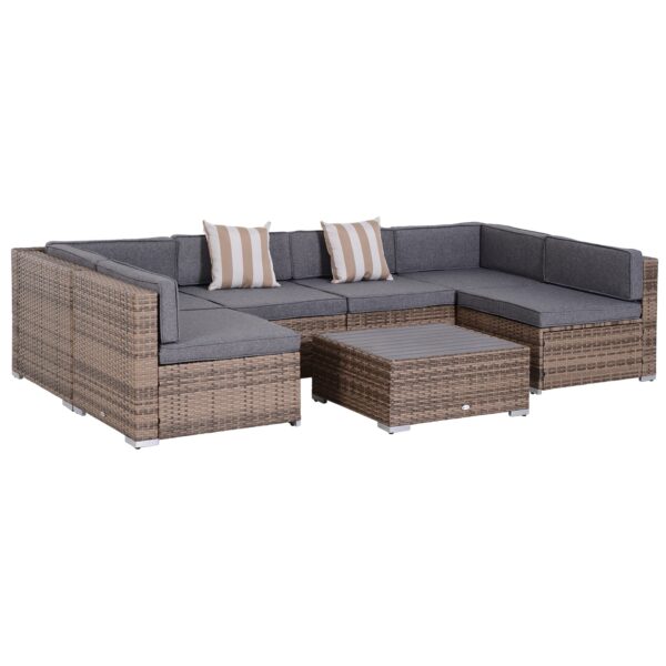 EasyComfort 7-delige rattan tuinlounge met salontafel en kussens