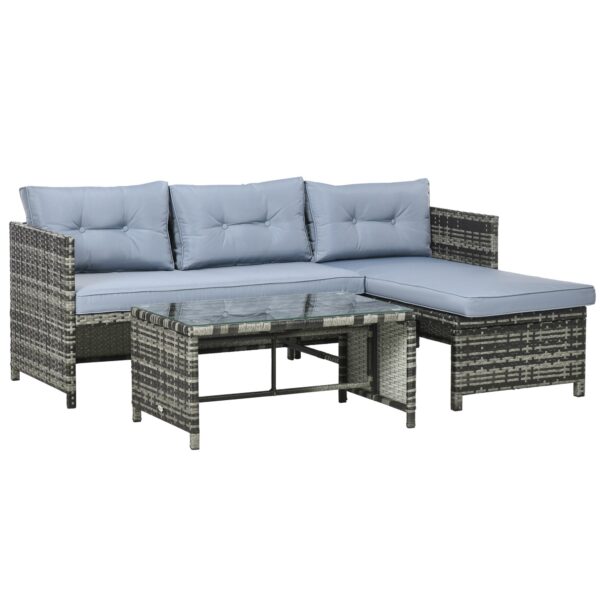 EasyComfort Tuinlounge set 3-delig rattan PE, grijs