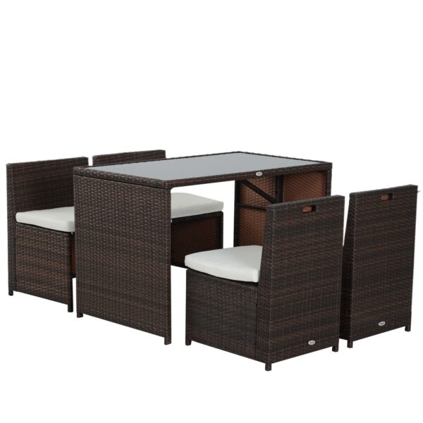 EasyComfort 5-delige rattan tuinset met tafel en 4 stoelen