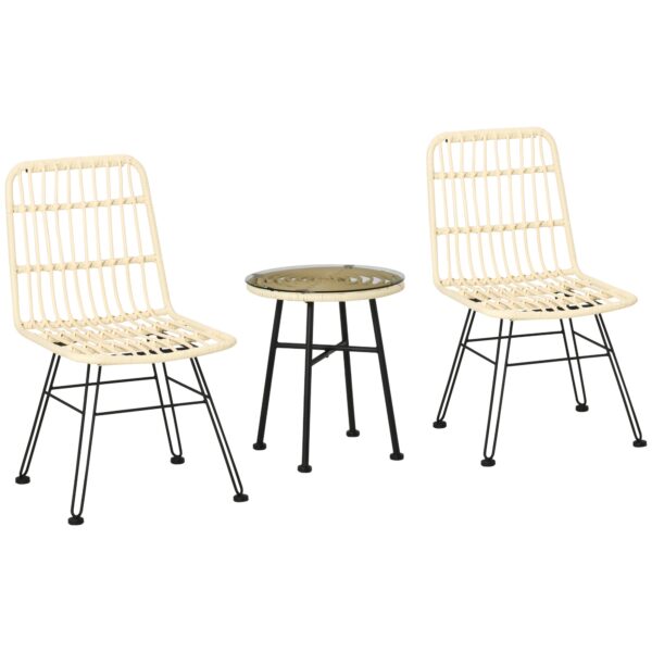 EasyComfort 3-delige tuinset - 2 stoelen en bijzettafel, crème