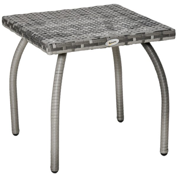 EasyComfort Rattan bijzettafel buiten Grijs 45x45x44 cm