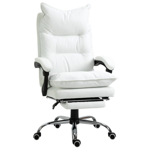 EasyComfort bureaustoel wit kunstleer, 155° rugleuning en voetensteun