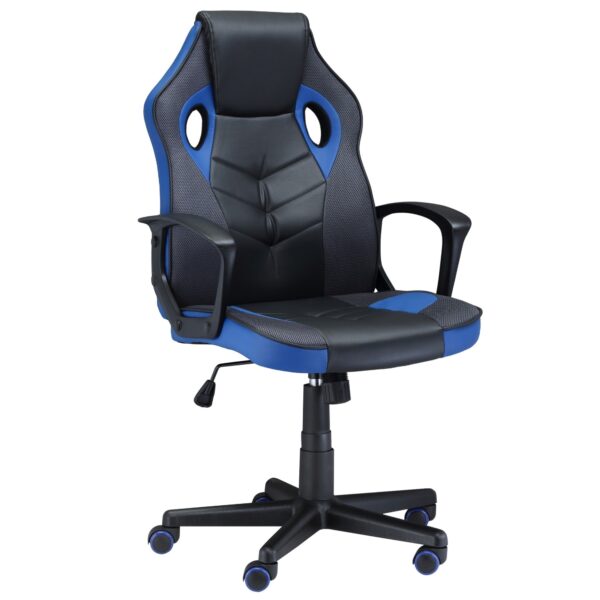 EasyComfort ergonomische gamestoel zwart/blauw, verstelbare hoogte