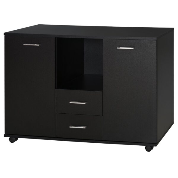 EasyComfort multifunctionele kantoorkast op wielen – zwart 100x40x71 cm