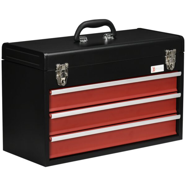 EasyComfort stalen gereedschapskist, 3 laden + bovenbak, 51x22x32 cm