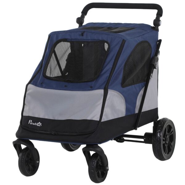 EasyComfort vouwhondenwagen tot 30 kg, verstelbaar stuur, grijs/blauw