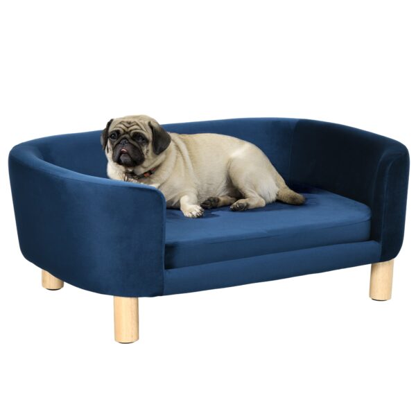 EASYCOMFORT Indoor hondenbankje, fluweel blauw, max. 22.5kg