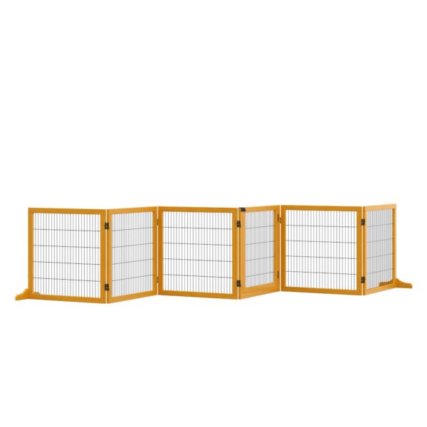 EasyComfort hondenhek hout/staal 6 panelen 432x36x70 cm